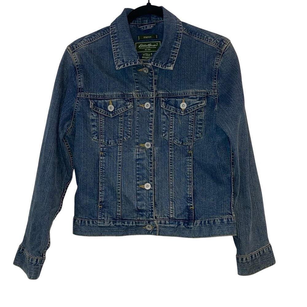 Eddie Bauer Denim Jacket XS Stretch Trucker Blue Classic Jean Jacket